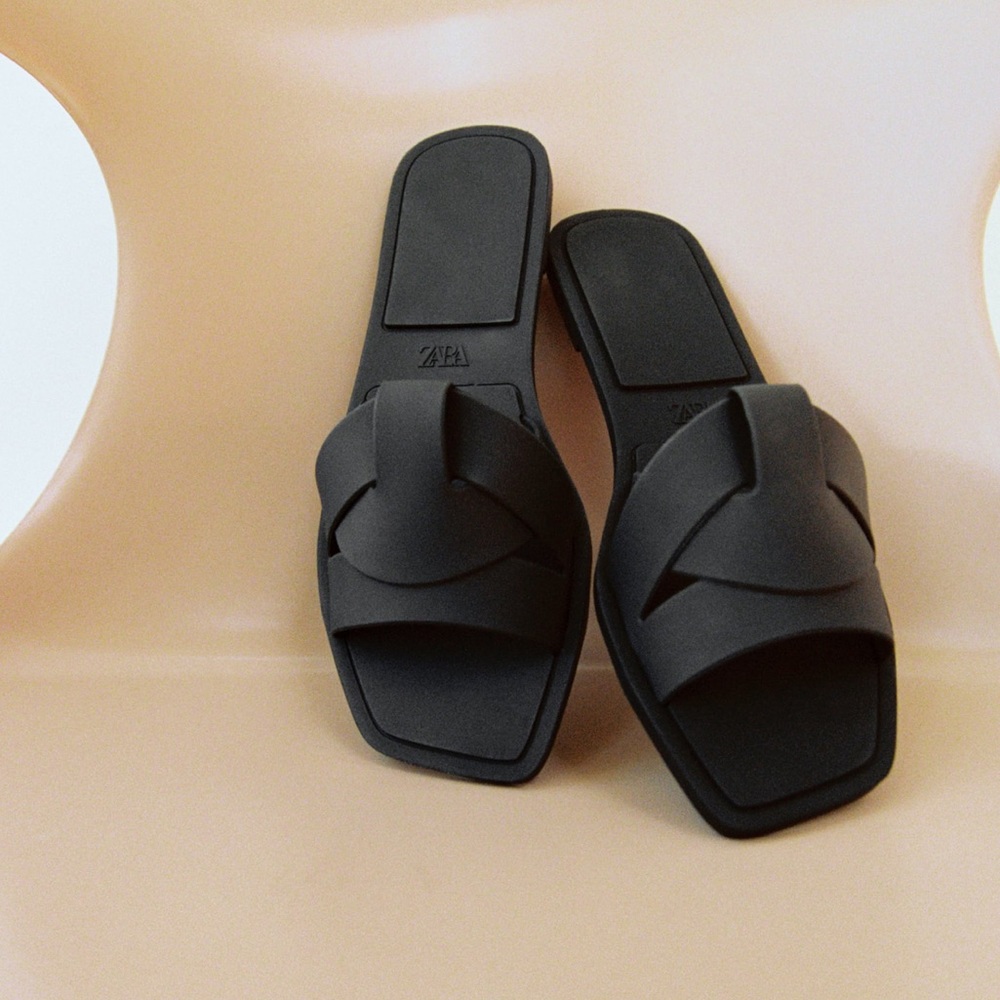 Zara slide sandals with crossover straps
